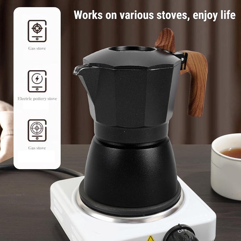 Zunate 2 Cup Stovetop Espresso Maker Dual Valve High Pressure Extraction 100ML Black Pot - Image 3
